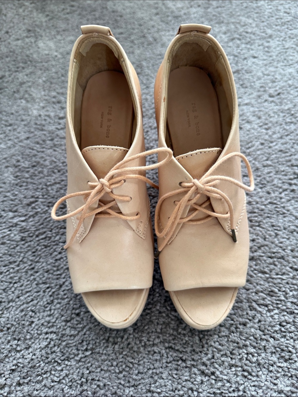 Rag & Bone Peep-Toe Lace-Up Women's Heels in Nude sz 38